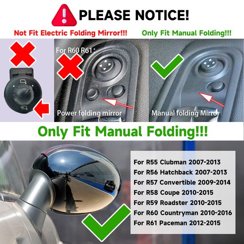 For MINI Cooper R55 R56 R57 R59 R60 2007-2013 Carbon Style Side Mirror Cover Cap - Picture 2 of 12