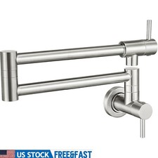 Patented Anti-Leak Wall Mount Pot Filler Faucet W/ High Flow Valve 360 Swivel US