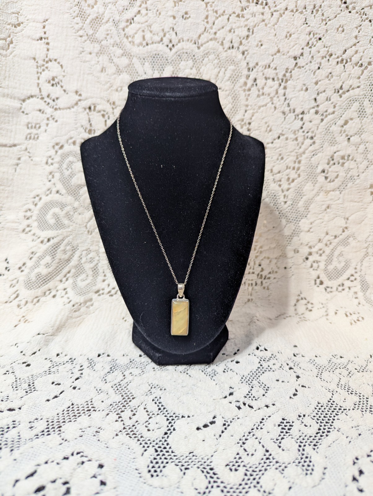 Rectangular Agate 925 Sterling Silver Pendant - image 2