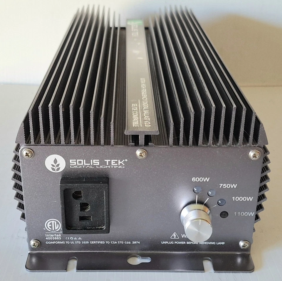 SolisTek 1000W SE/DE Digital Ballast 120/240v w plugAdapter & Hydrofarm Cord Set - Image 3 of 4