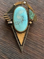 Navajo,Silber, Türkis,BOSCHE, ANHÄNGER,original,Signiert,Diamant,Gold?,OPAL,rar