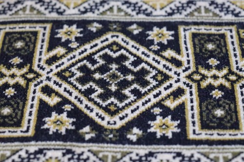 Vintage Miniature Wool Rug W/ Fringe Dollhouse Diorama Large Size 15 x 9 Black