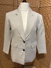Karen Millen Linen Blazer Jacket Size 12 BNWT Grey NEW K18