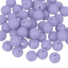 50Pcs 9mm Silicone Beads, Round Loose Rubber Bead for DIY Light Gray Purple