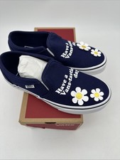 Vans Navy Asher Flowers Eclipse Canvyslip On Women  s Shoes Size 7