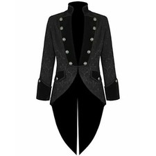 Handmade Women's Coat Jacket Black Brocade Goth Steampunk Victorian Tailcoat