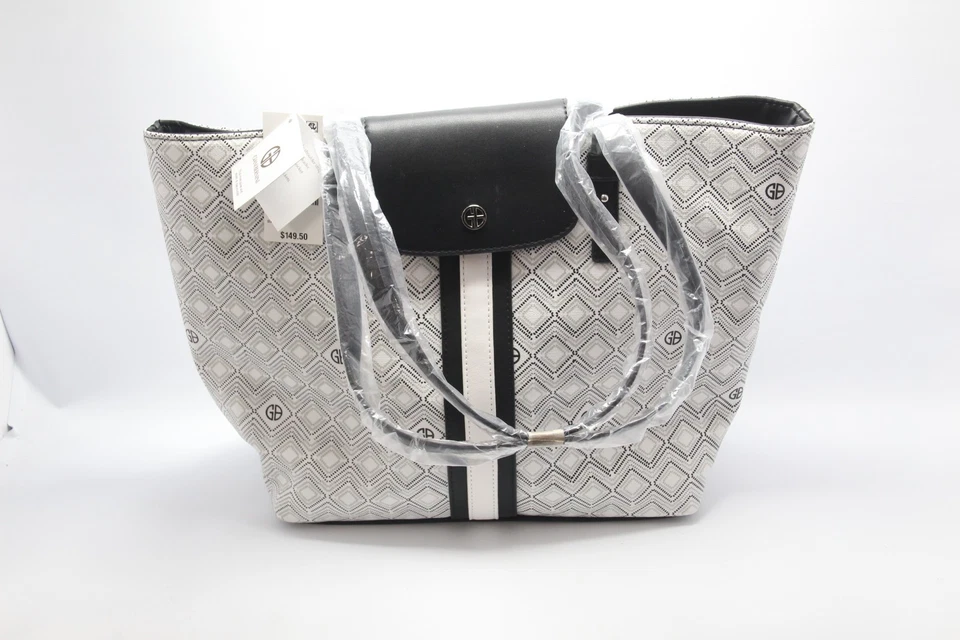 Bolso de Mano/Bolso de Hombro Giani Bernini Saffiano - Nuevo - Diseño Diamante Blanco/Negro 5044WB Foto 2 de 4
