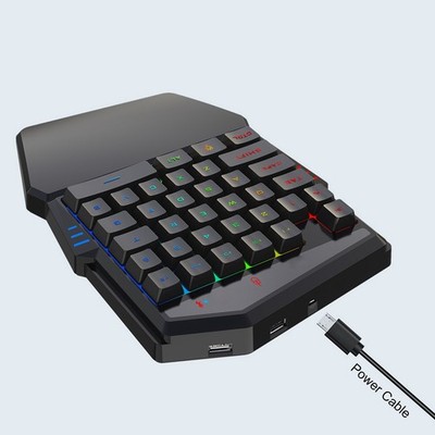 One Hand Keyboard Mouse 35 Keys RGB Backlight Gaming Half Keypad Mouse Combo For