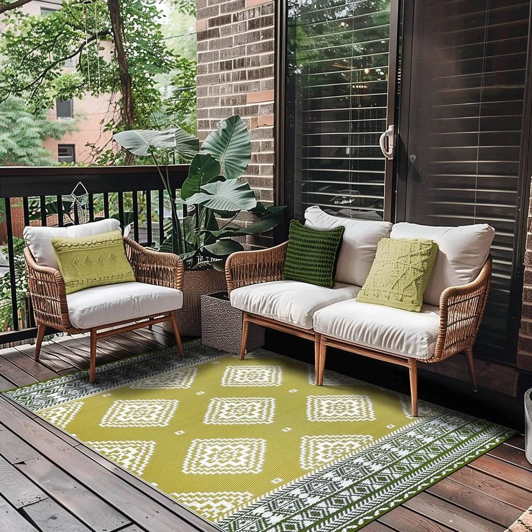 Green Decore Venice Three Color Rug 120x180cm Waterproof Outdoor Mat