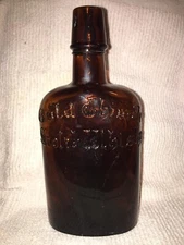 Embossed Amber Bloch Bros Whiskey Flask 