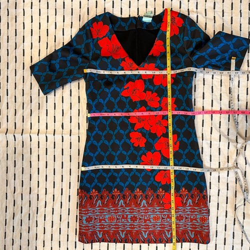 Plenty Tracy Reese Juana Dress Short Sleeve Shift Blue Red Women Conservative 2 - Picture 5 of 6