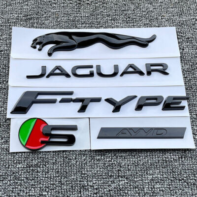 5PCS Glossy Black Badge Rear Trunk Emblem Fits Jaguar F-TYPE S AWD Decal