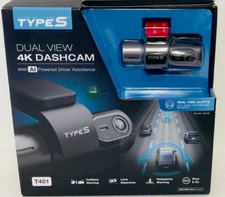 Type S T401 Dual View 4K Dashcam With AI Powered Driver Assistance, NEW