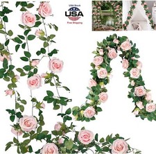 6  Garland Wall Artificial Hanging Rose Flowers Vine 7.5 Ft Wedding Home Decor