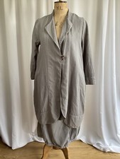 Sahara Linen Long Jacket Size M And Balloon Skirt Size L Suit Grey Lagenlook