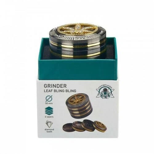 Grinder metallo trita tabacco 4 parti fuma teschio foglia dollaro - Immagine 2 di 4
