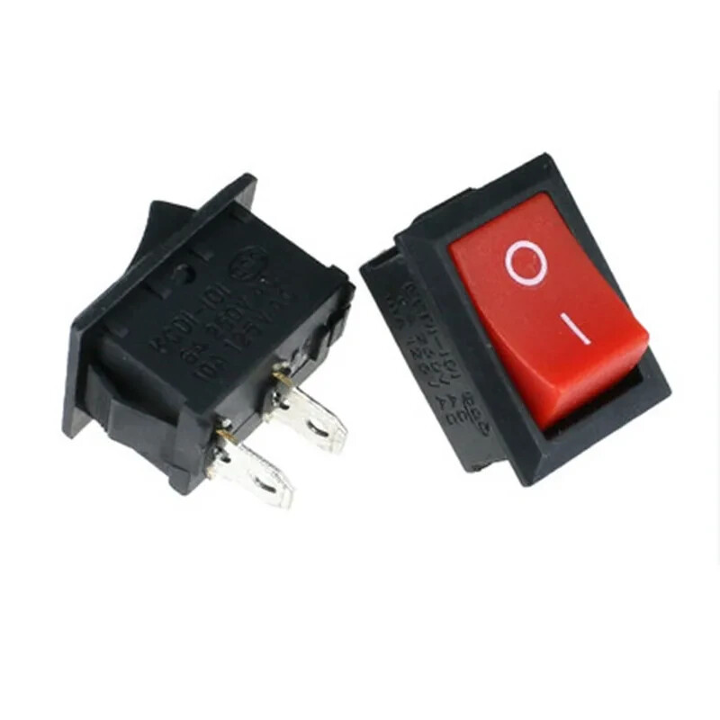 Single Pole On/Off Rocker Switch 250VAC/6A - 125VAC/10A Black+Red ...