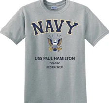 USS PAUL HAMILTON *DD-590 *DESTROYER*NAVY EAGLE*T-SHIRT.OFFICIALLY LICENSED