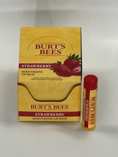 Pack of 12 - Burt's Bees Strawberry Moisturizing Lip Balm - NEW