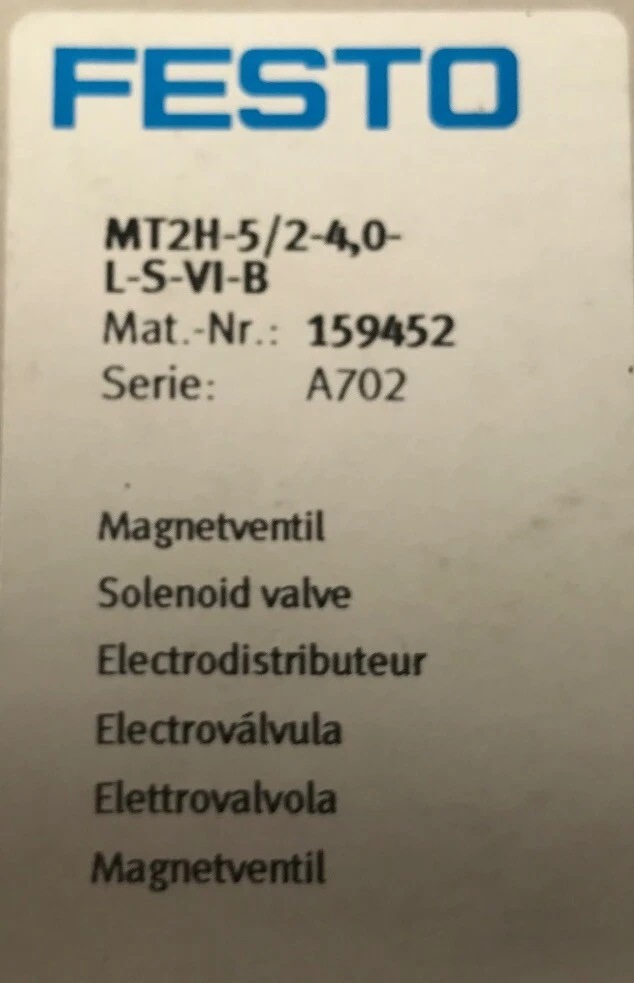 ローカル　キジトンボ 1PC FESTO MT2H-5/2-4,0-LS-VI-B Solenoid Valve 159452 New