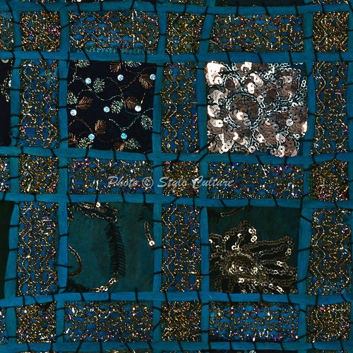 Cotton Sequins Patchwork Pillow Case Covers 16" Set Of 5 Ethnic Cushion Cover - Picture 3 of 3