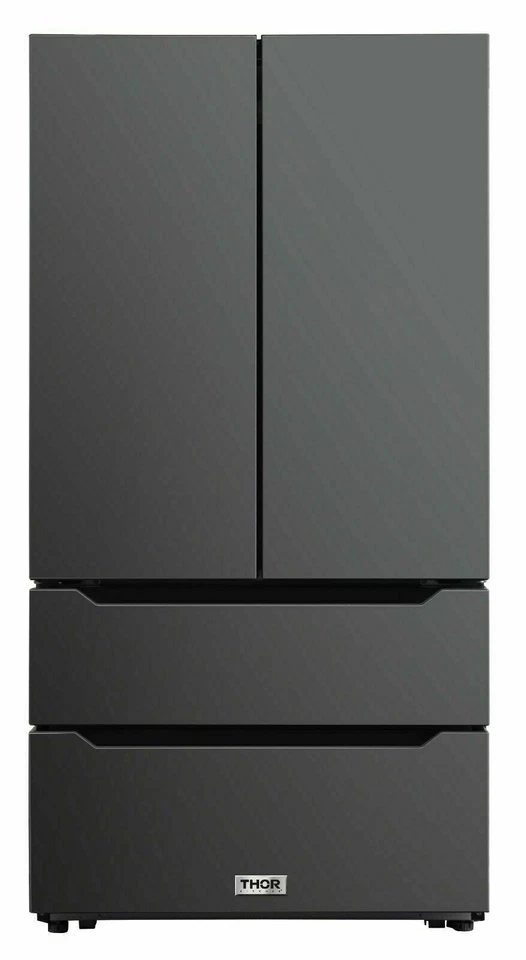 Refrigerador Energy Star Thor Kitchen 36"" puerta francesa 22,5 pies cúbicos negro SS Foto 2 de 4