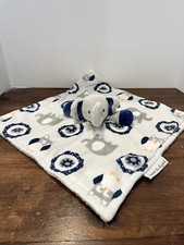 Blankets and Beyond Grey Navy Blue Elephant Lovey Plush Stuffed Animal Baby