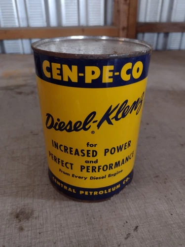 Vintage Cen Pe Co Diesel Oil Can Old Quart Tin Sign Rare Handy Metal Gulf Shell
