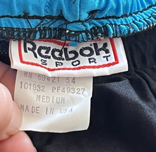 VINTAGE 80s REEBOK BLACK BLUE HIGH WAIST AEROBIC NYLON LEGGINGS WOMEN'S MEDIUM - Picture 3 of 3