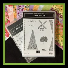 Stampin' Up TULIP FIELDS Stamps, WINDMILL FIELDS Dies FLOWERING FiELDS DSP