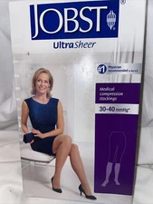 Jobst  30-40 mmHg Knee High CT 119627 COMPRESSION STOCKINGS SOCKS BLACK XLP