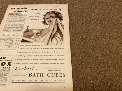 FTWB5 ZEITSCHRIFT WERBUNG 12X6 RECKITT'S BADEWANNENWÜRFEL