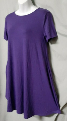 Zenana camicia da notte viola abito lounge ginocchio cappuccio manica taglia media 38" BUSTO