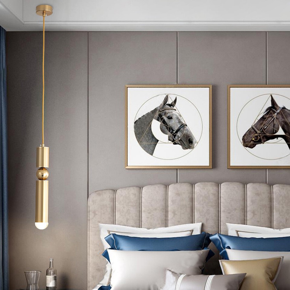 Modern Pendant Light Brass Tube Chandelier LED Hanging Ceiling Lamp