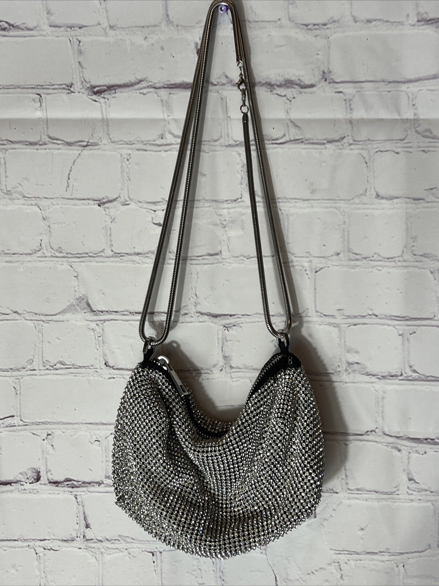 TOPSHOP Metal Black Silver Crystal Bag Purse Disco Small Purse