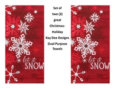KAY DEE DESIGNS "Let It Snow" Christmas H6511~2 Dual Purpose Terry Towels~16x26″