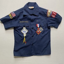 Vintage Boy Scouts of America Shirt Youth 10 Blue Patches San Diego Ca USA