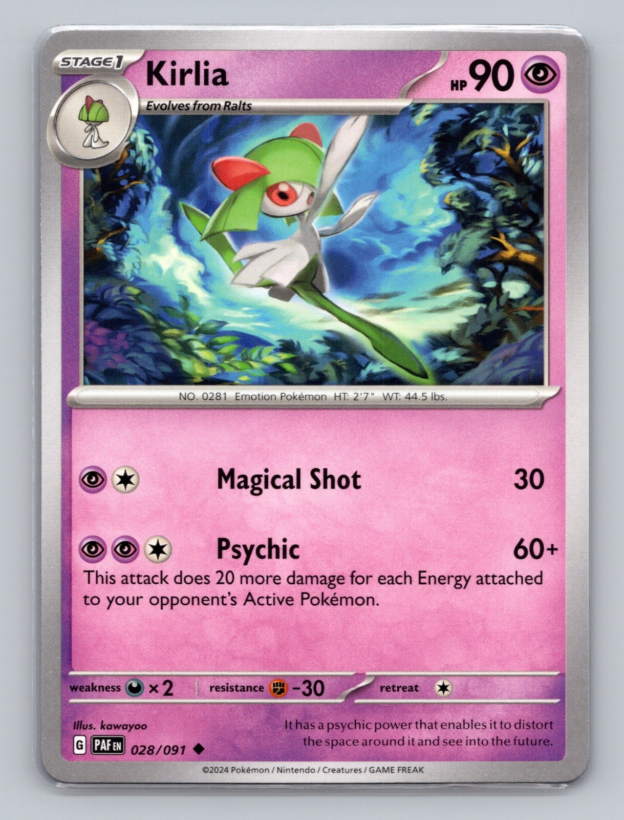 Kirlia 028/091 Paldean Fates Uncommon NM PAF EN Pokemon Card Scarlet & Violet