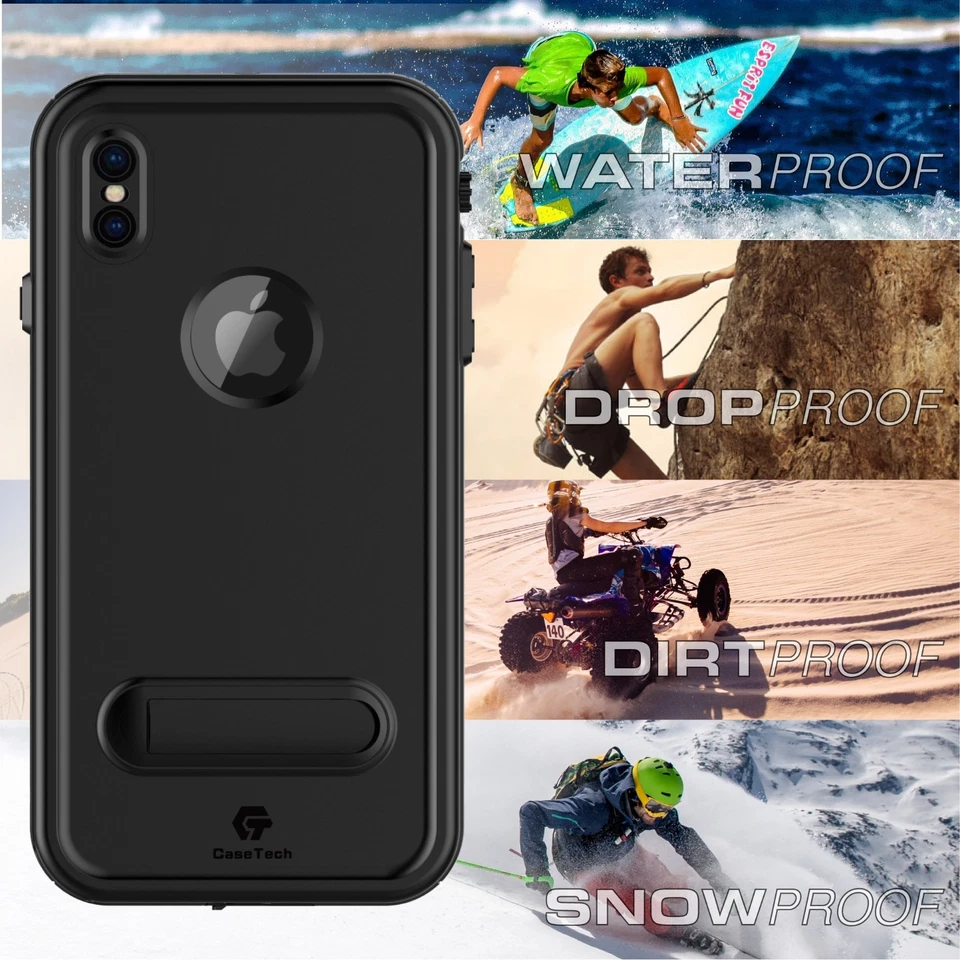 For iPhone Xs Max / Xs  Waterproof Case Shockproof Protector with Kickstand - Image 2 of 4