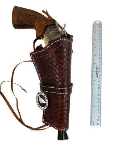 LEATHER HOLSTER WESTERN GUN COVER PISTOL HOLDER TOOLED LEATHER UNIVERSAL FIT - Picture 17 of 24