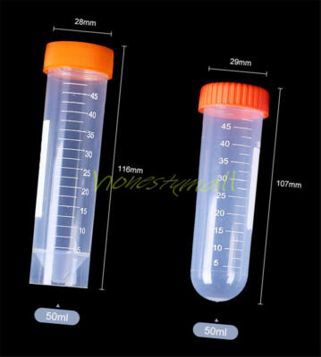 10Pcs Plastic 50ml Centrifuge Tube tube Vial Lab Test Container With 4 Bottom