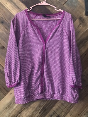 Amber Sun Womens Top Striped Fuscia XL