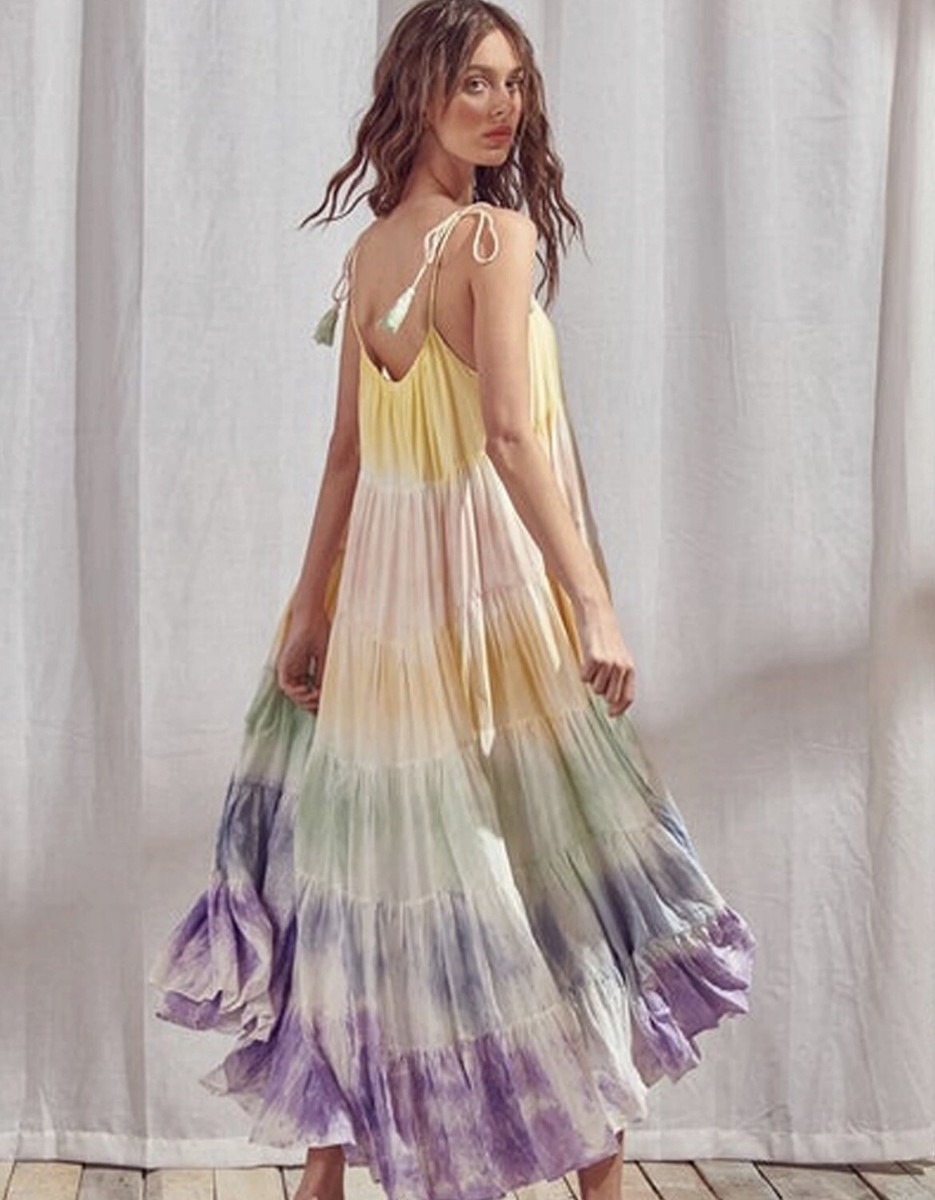 women's tie dye maxi dress