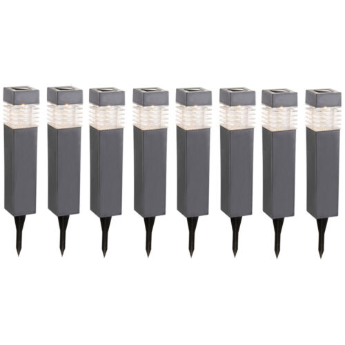 Außen Solarleuchte Gartenlampe grau LED Wegeleuchte Terrassenleuchte 4er Set - Bild 2 von 12