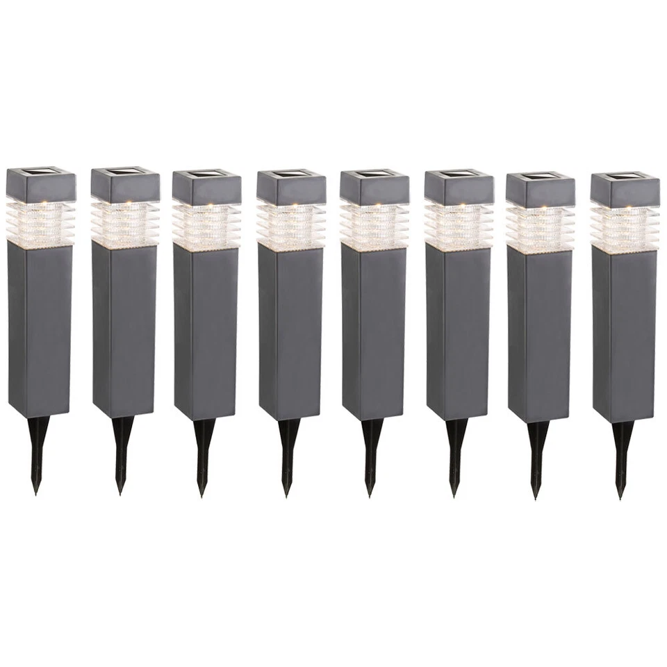 Außen Solarleuchte Gartenlampe grau LED Wegeleuchte Terrassenleuchte 4er Set - Bild 2 von 4