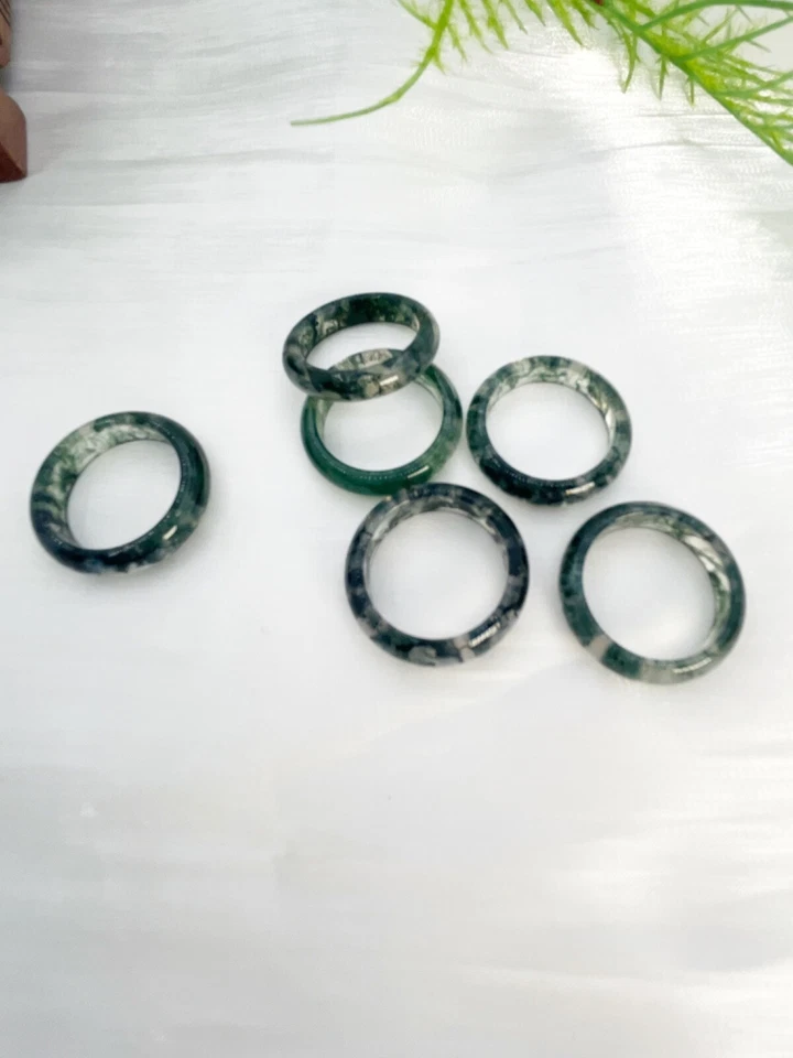 dendritic moss agate stone band ring taurs  birthatone ring good for gift - Image 3 of 4
