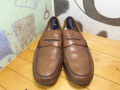 Clarks Unstructured Mens Brown Leather Classic Comfort Penny Loafer Shoes 10 W Clarks Unstructured Brown Leather Penny Loafers Men main image 4