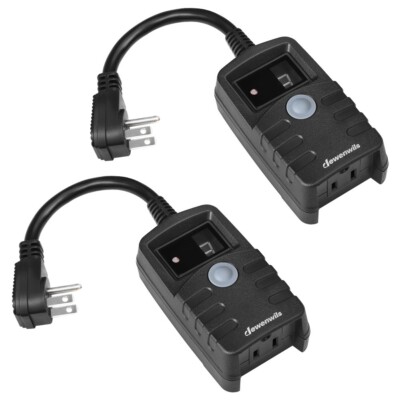 DEWENWILS 2 Pack Outdoor Light Sensor Timer, with Electrical Grounded Outlets