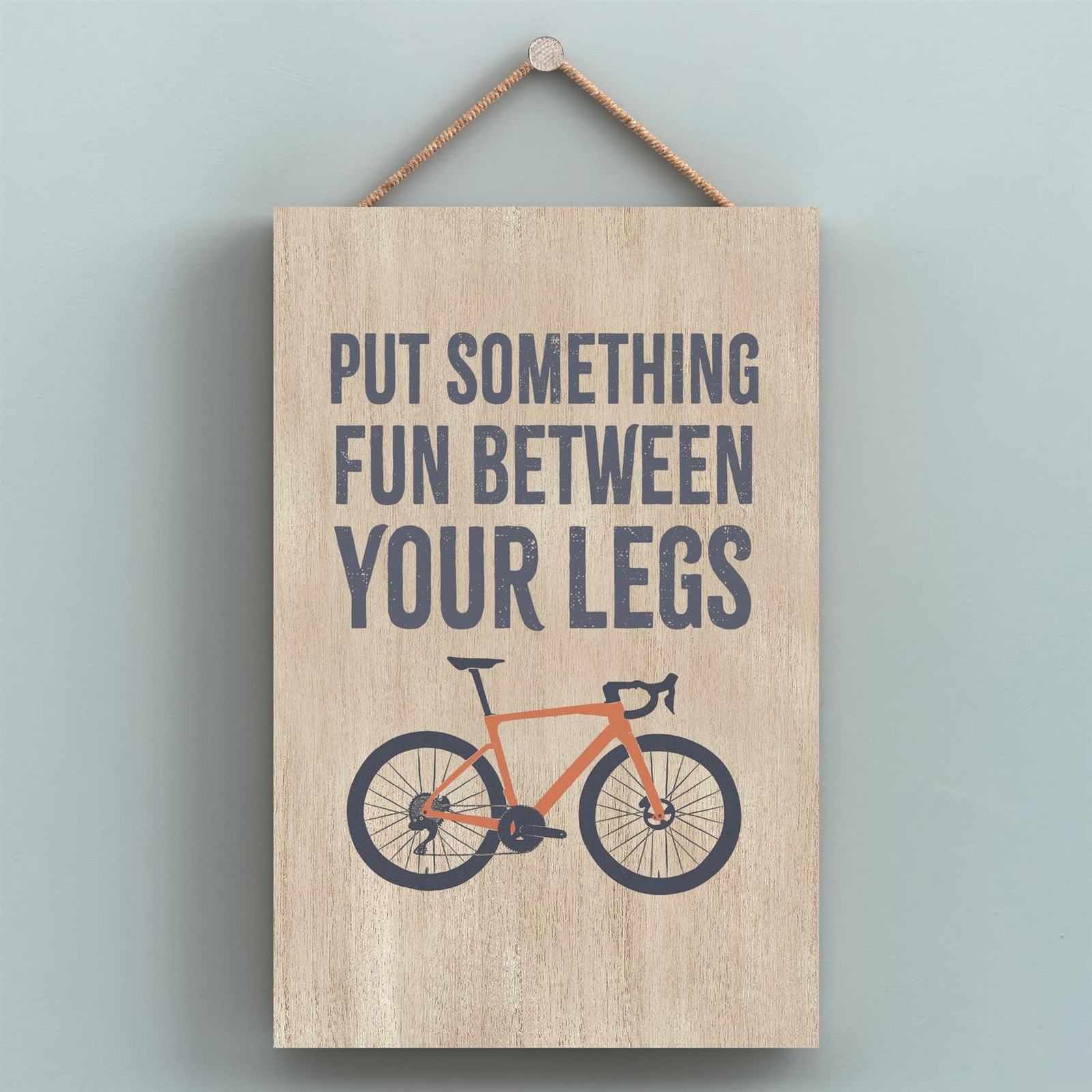 Cycling Fun Between Your Legs Humorous Hobby Typography Wooden Hanging Plaque