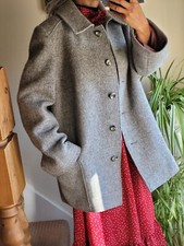 St Michael 100% Pure new Wool Smart Tweed coat Size 18 Peter Pan Collared Vgc
